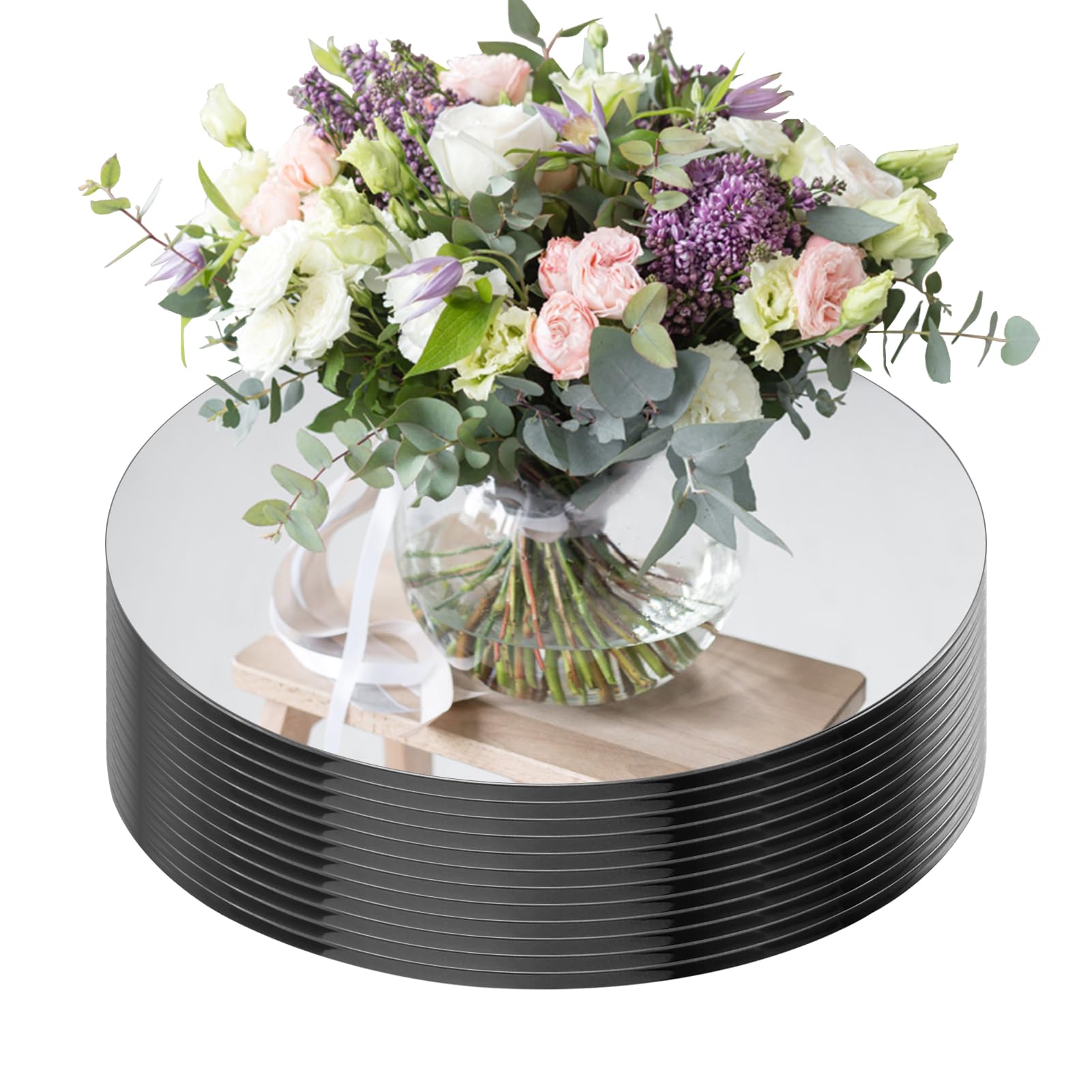Seelenruhe 12-inch round mirror centerpiece with clear reflection for elegant table decor.