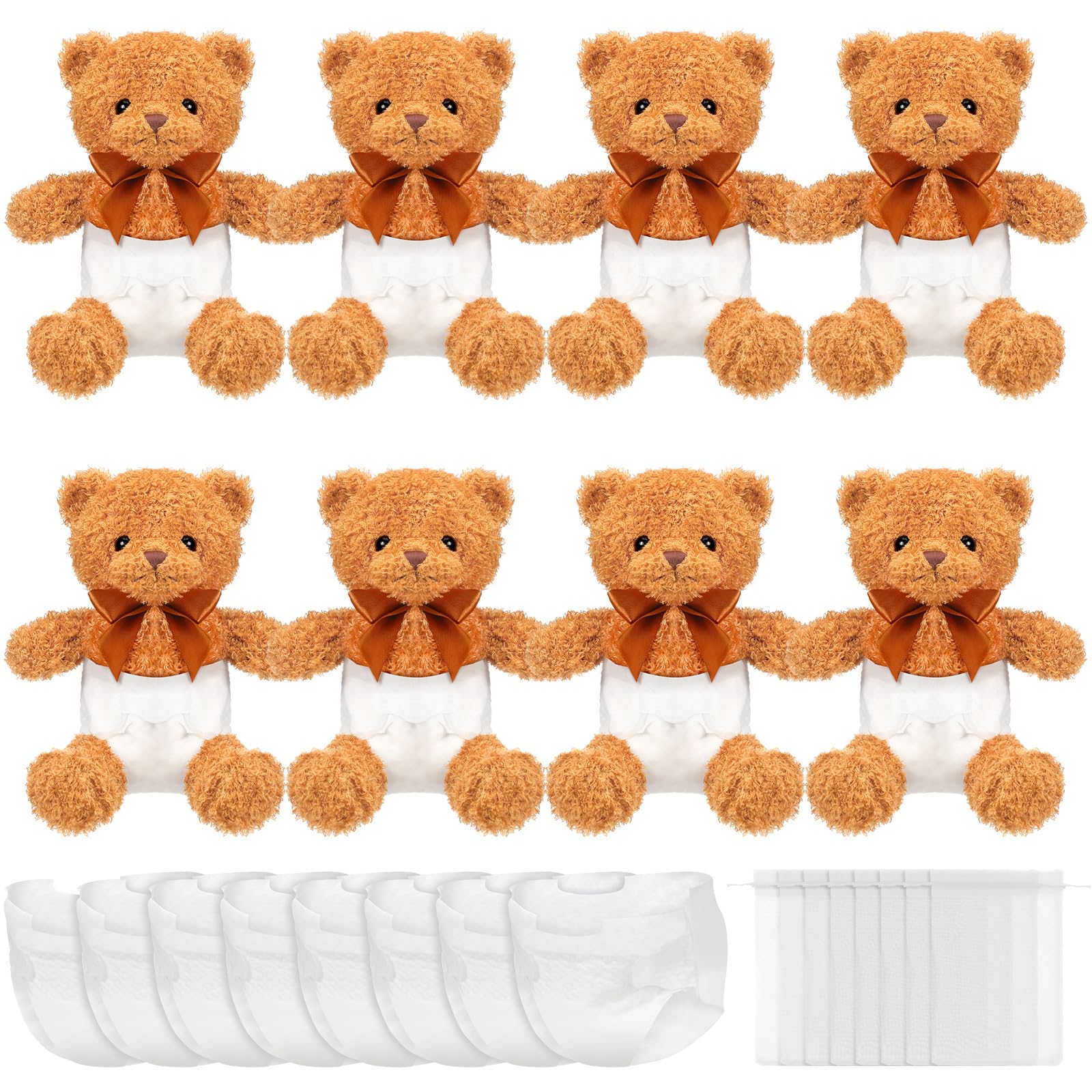 Seenelling bear blindfolded diaper change setup for an engaging baby shower game
