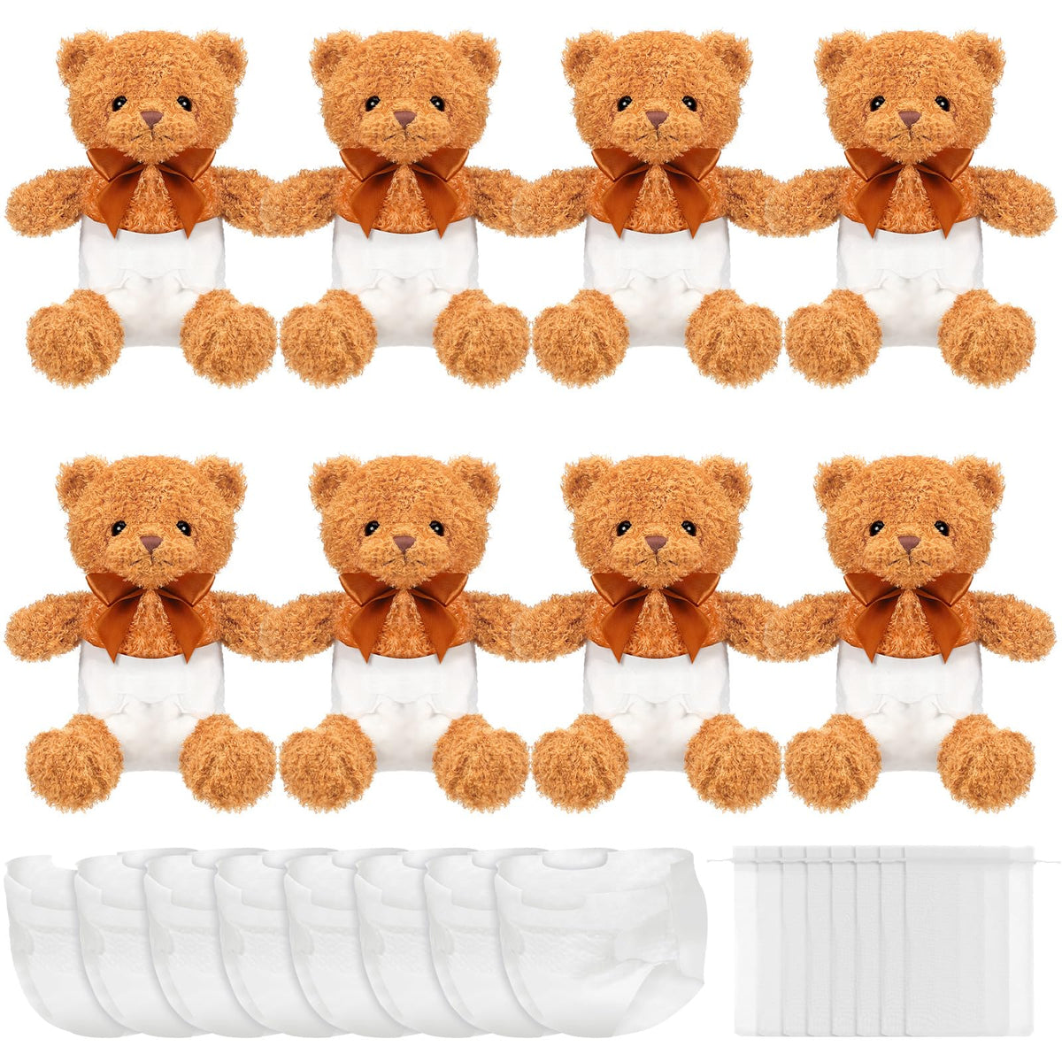 Seenelling bear blindfolded diaper change setup for an engaging baby shower game