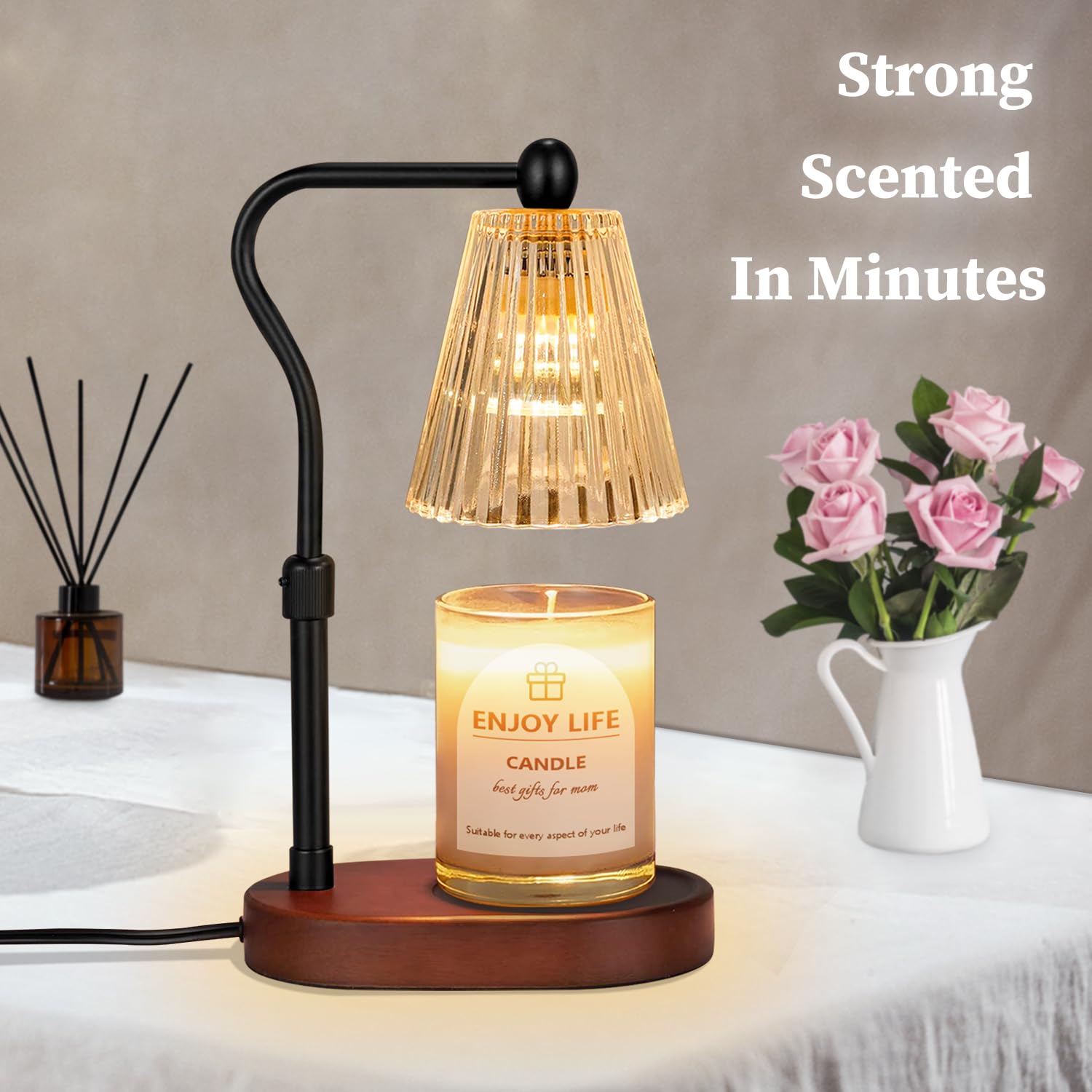 Seenlast warmer with dimmer and four brightness levels for customizable ambience.