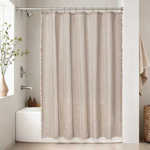 Seenus 72 by 72 inch curtain fits standard showers with full coverage.