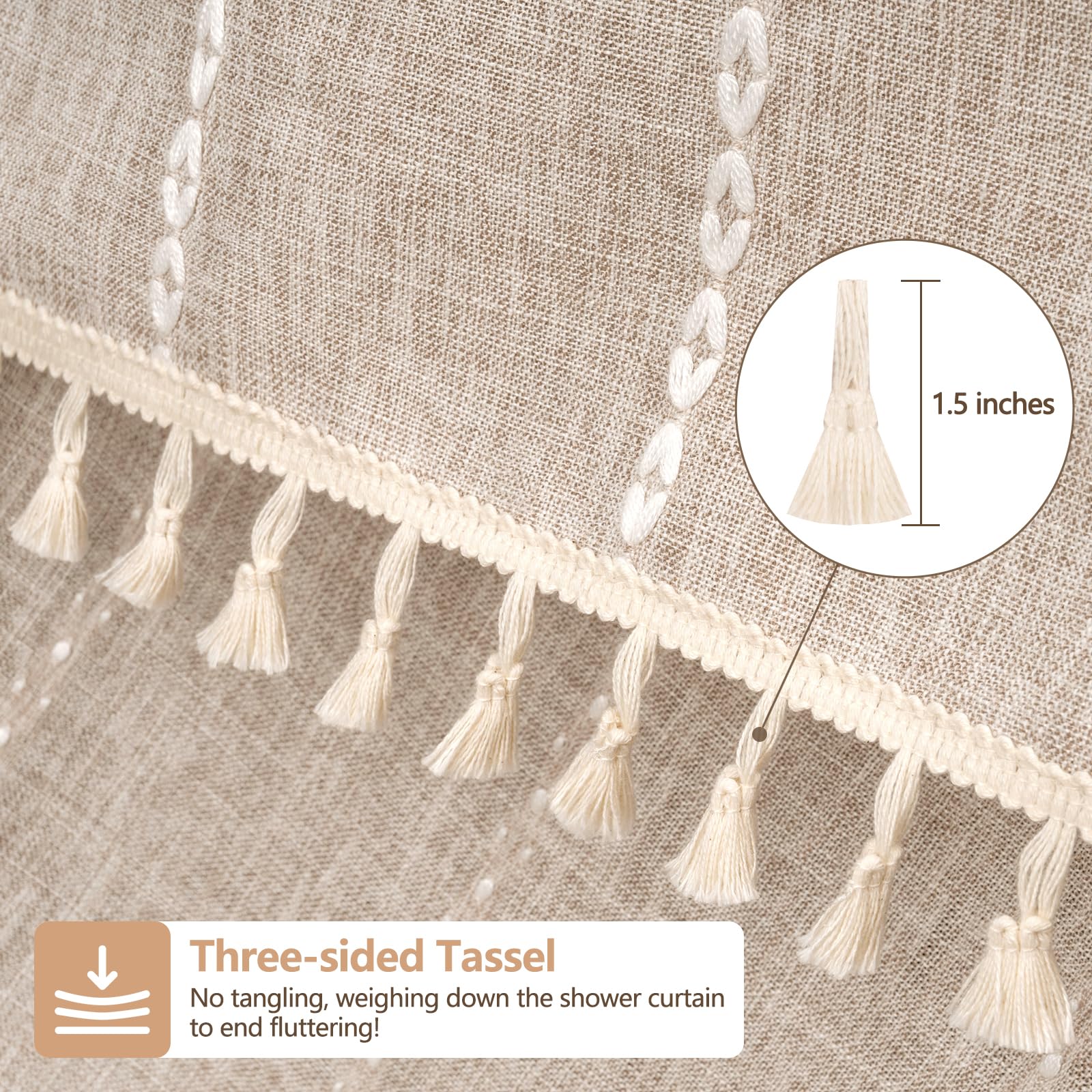 Seenus three-sided tassels weigh down the curtain for stable movement.