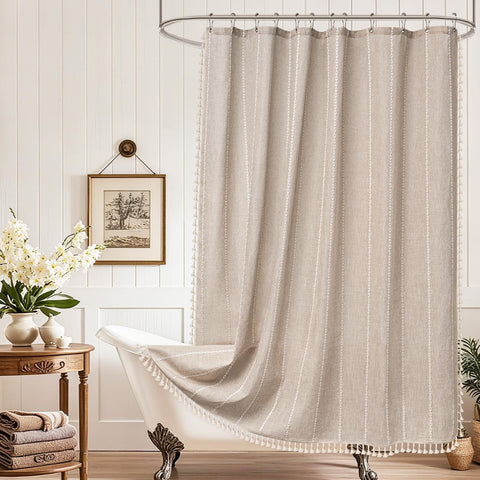 Seenus wrinkle-resistant fabric resists creasing for quick bathroom updates.