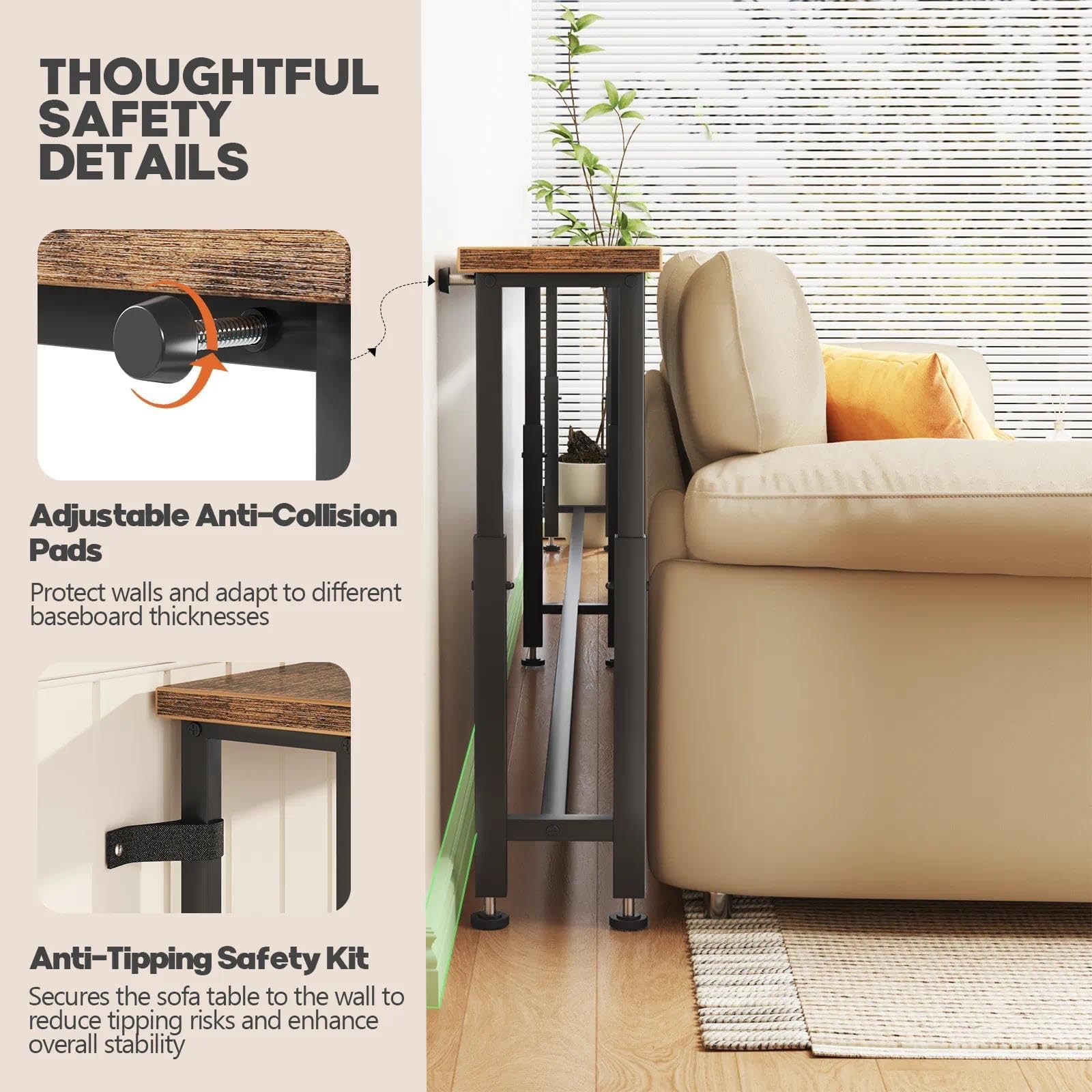 SEFILENCE 1024 narrow console table versatile behind sofa or along walls for organized living spaces