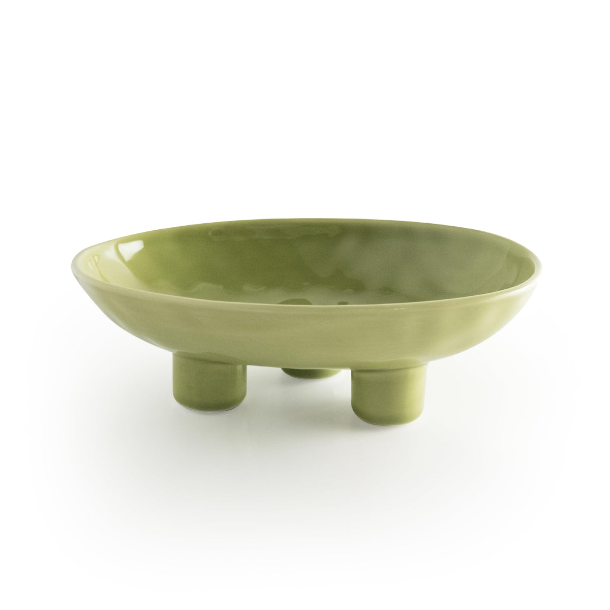 Seicasaya three-leg ceramic fruit bowl with anti-slip feet for steady counter display