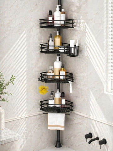 SEIRIONE corner shower caddy tension pole enables quick, drill-free installation