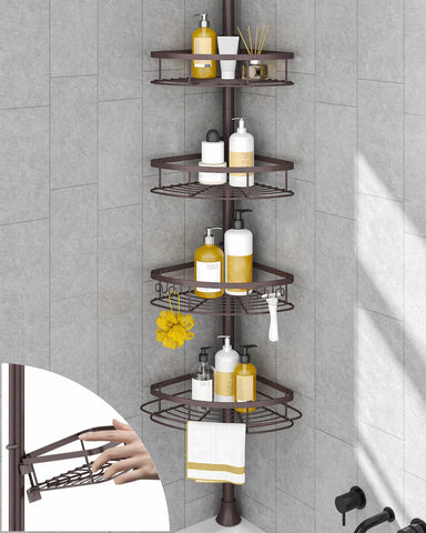 SEIRIONE shower corner caddy bronze keeps bathroom organized in tight spaces