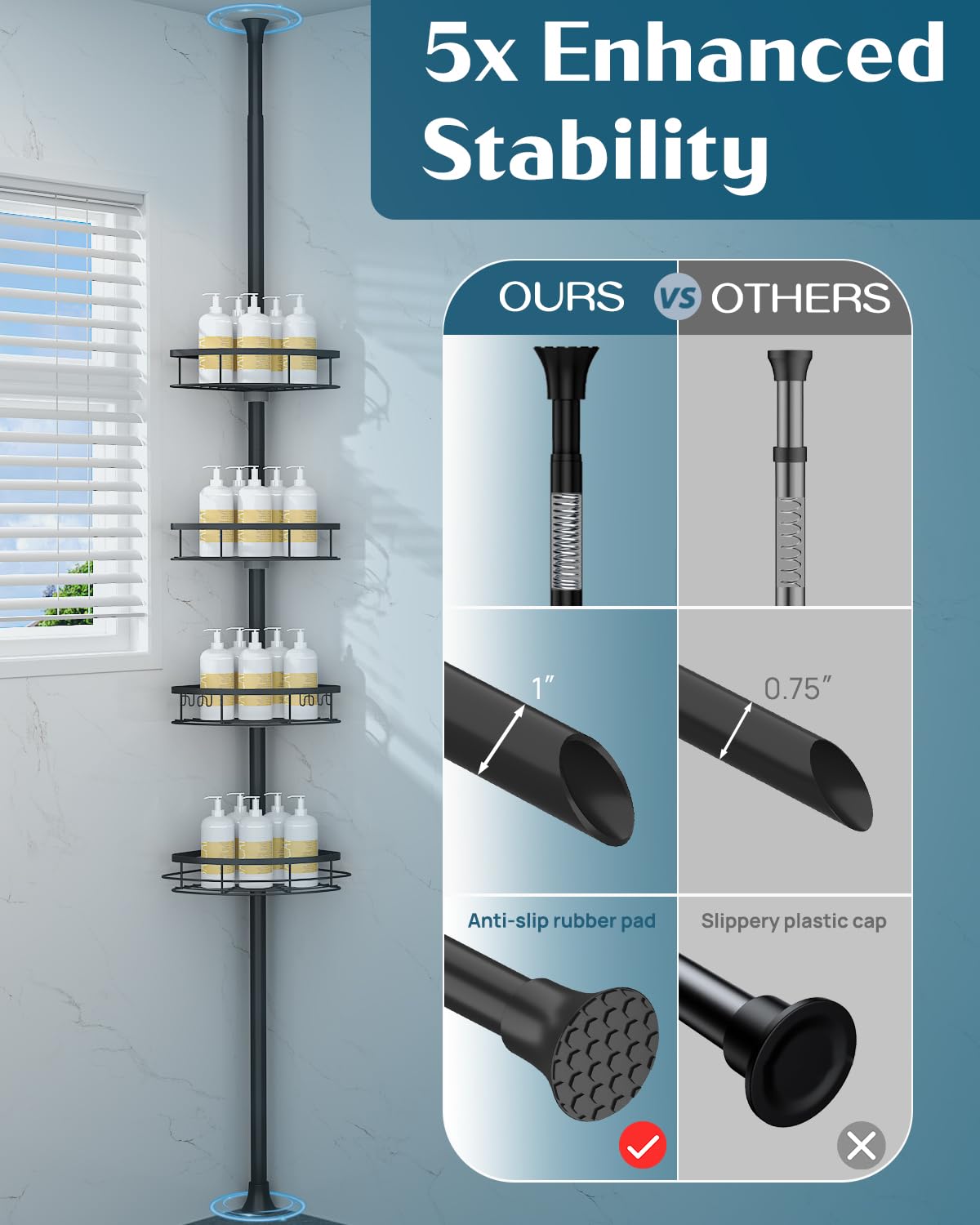 SEIRIONE stainless steel rustproof build ensures durability in wet bathrooms.