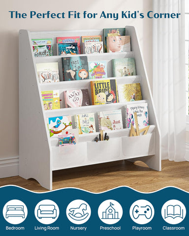 SEIRIONE bookshelf at ideal height for 3+ year olds and independent use