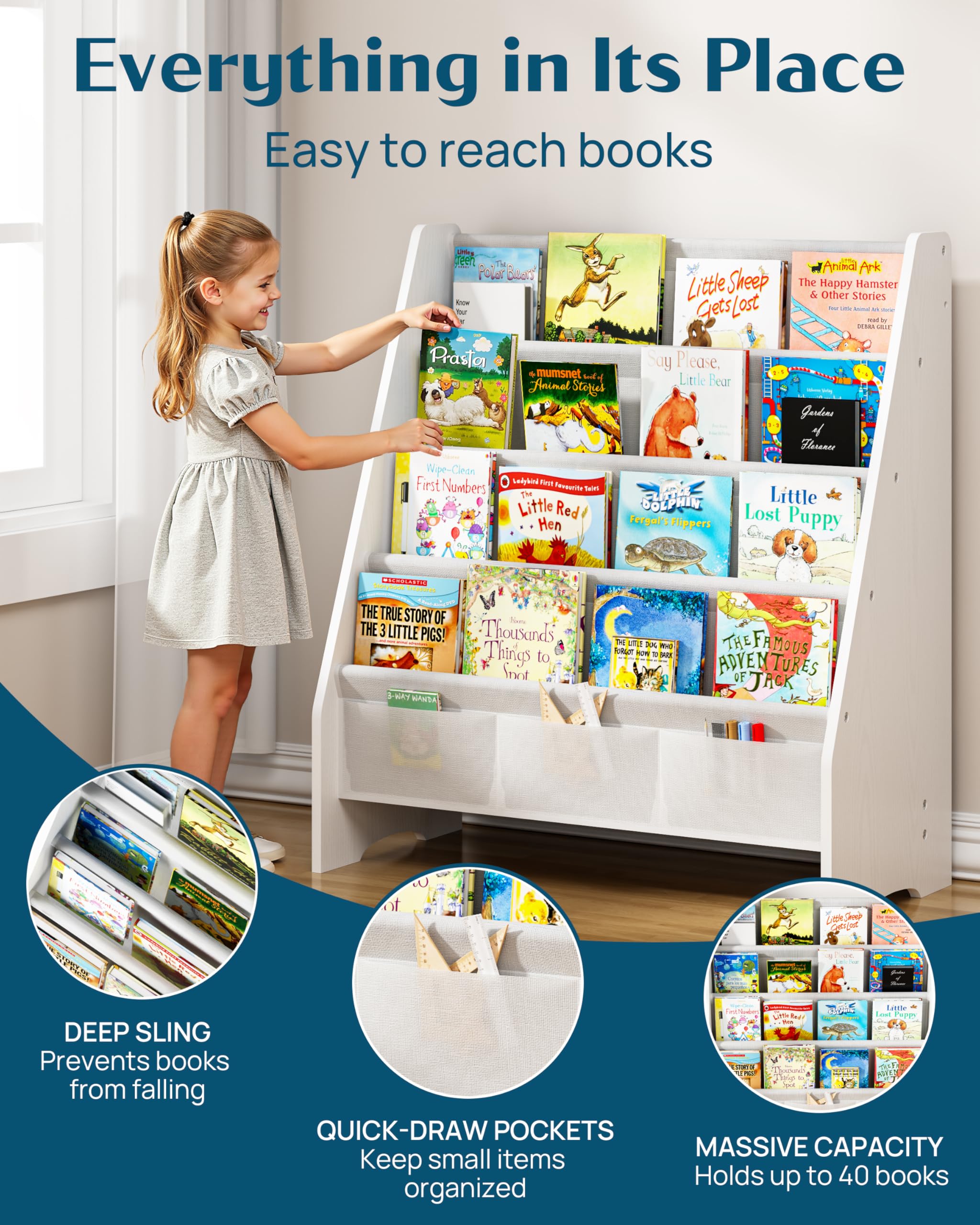 SEIRIONE bookshelf built with odor-free materials for a safe play space