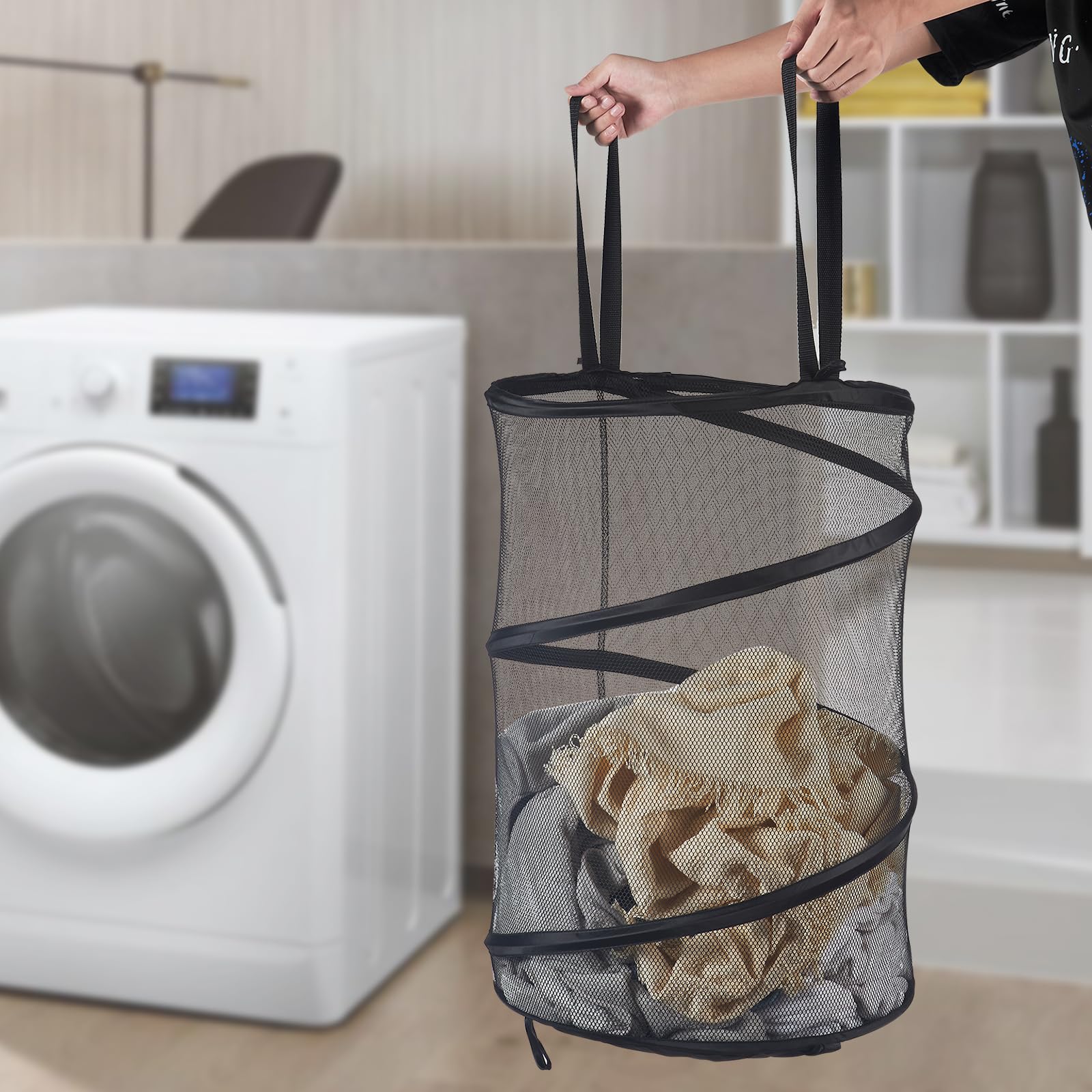 Seiritex Mesh Popup Laundry Hamper collapsible design saves space at home