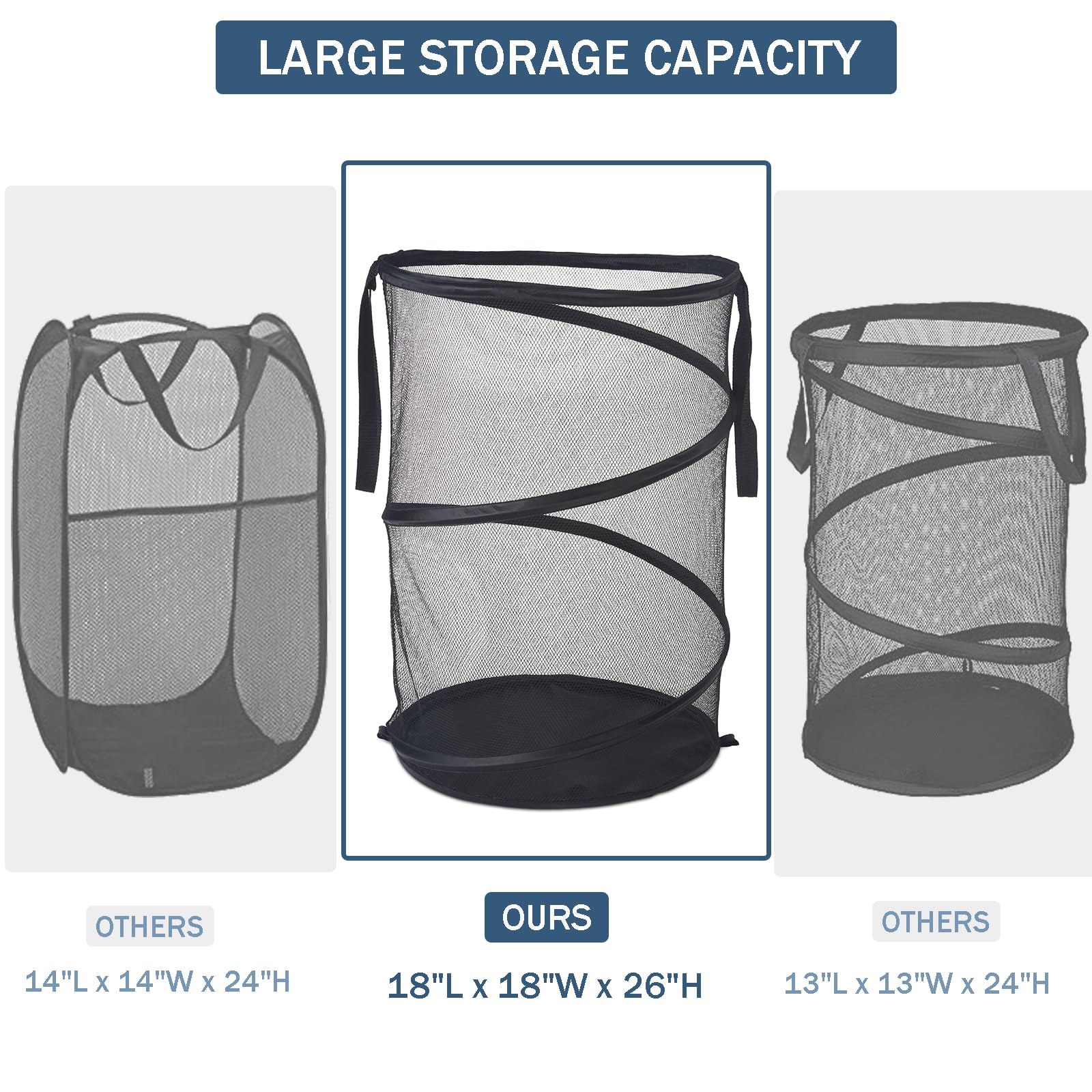 Seiritex Mesh Popup Laundry Hamper folded flat for compact storage