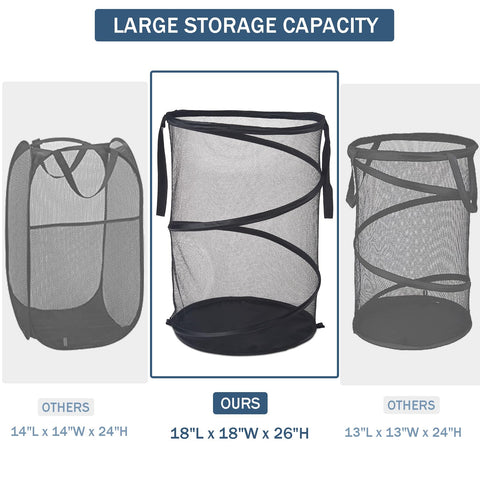 Seiritex Mesh Popup Laundry Hamper folded flat for compact storage