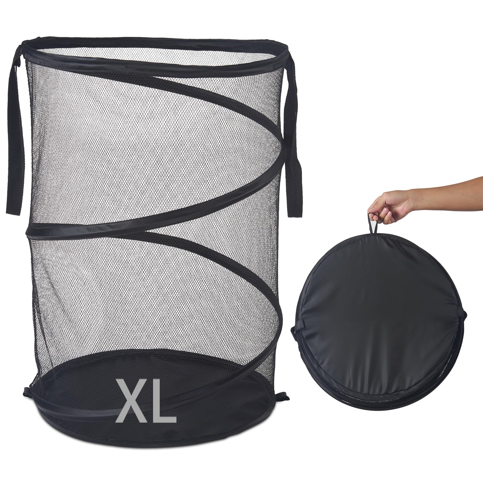 Seiritex Mesh Popup Laundry Hamper open full-load view showcasing breathable design