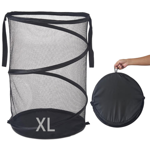 Seiritex Mesh Popup Laundry Hamper open full-load view showcasing breathable design