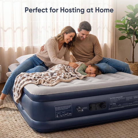 Sekey Queen mattress showing quiet pump for overnight guests.