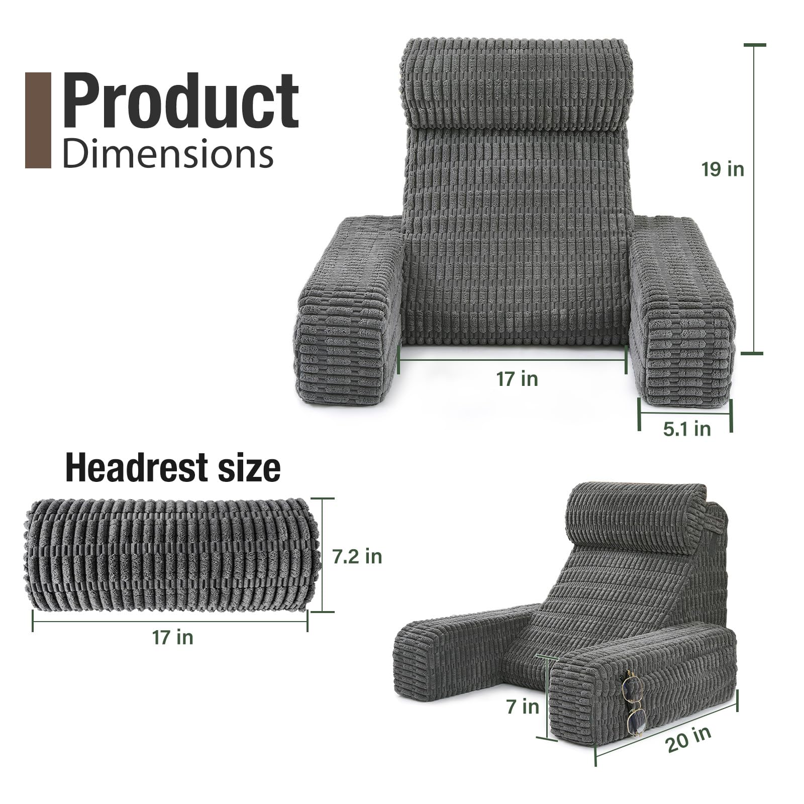 Selectico pillow shown in bed setup for reading and relaxing