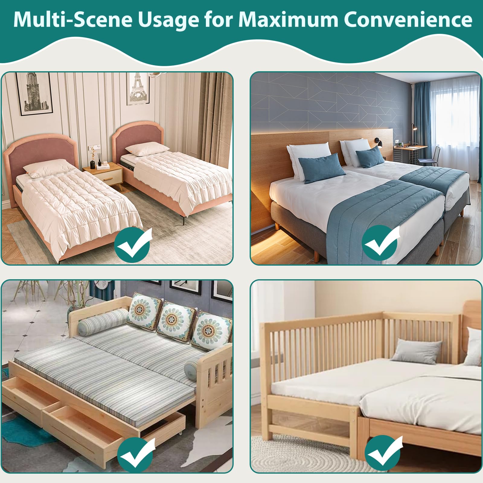 Selectico guest-room setup illustrating a hotel-friendly gap solution