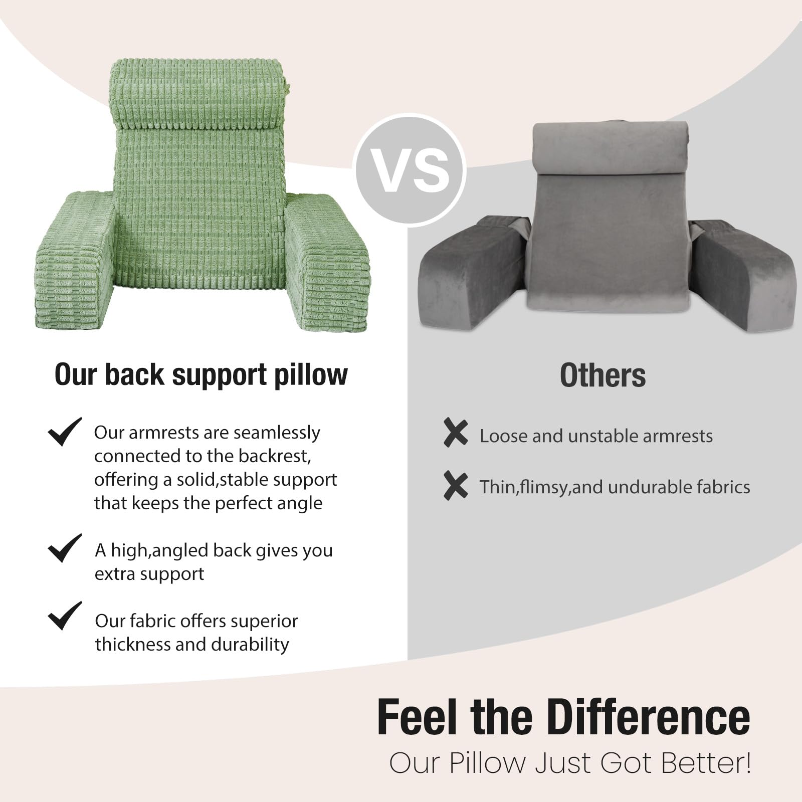 Selectico reading pillow large side pockets keep remotes within reach