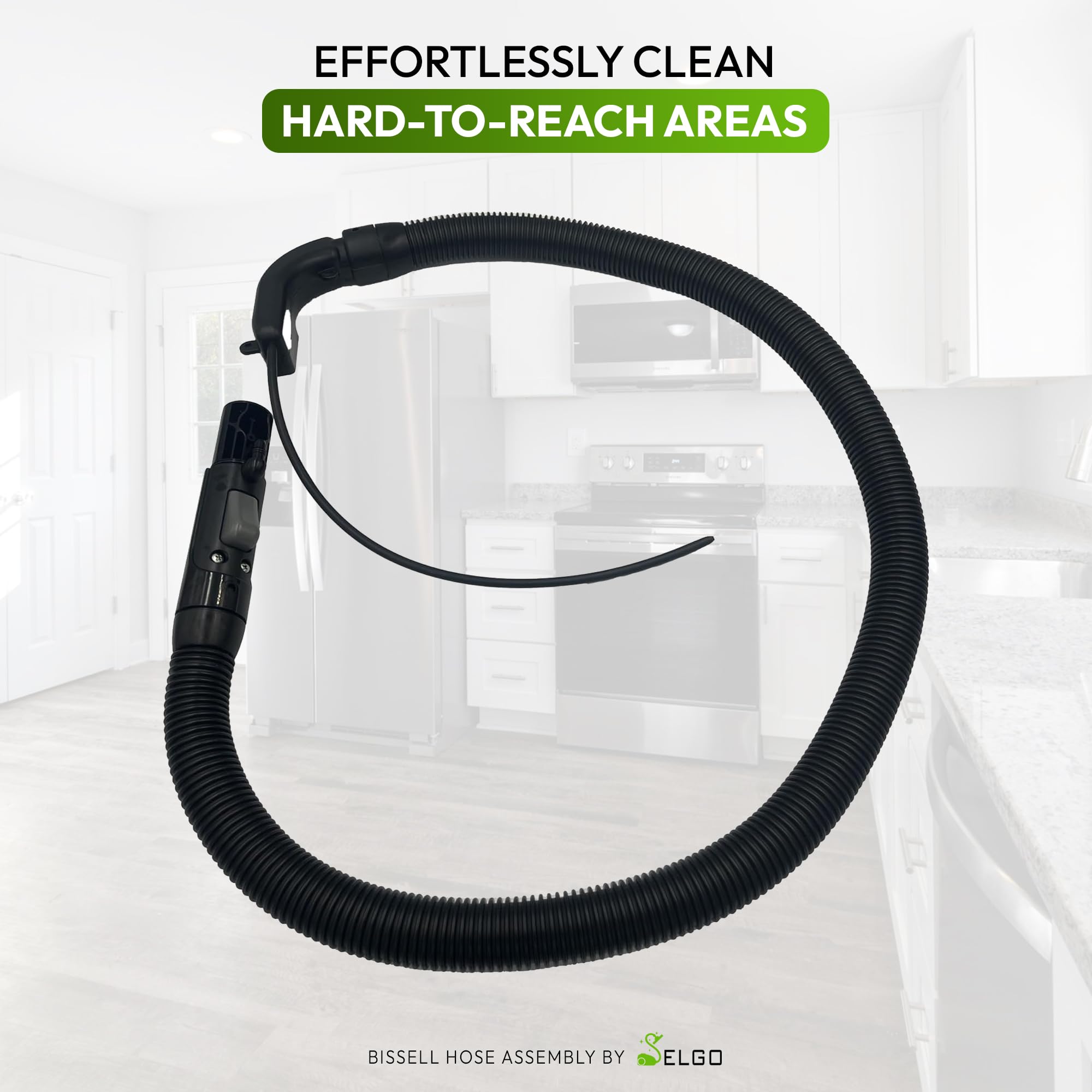 Selgo durable hose supports cleaning carpets and furniture with consistent airflow.