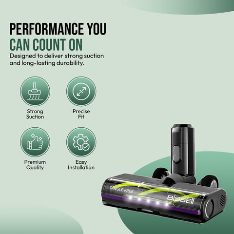 Selgo foot assembly shows tangle-free brush roll in action