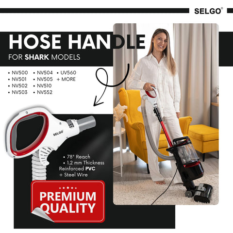Selgo hose handle replacement for Shark Rotator Pro NV501, enhances corner cleaning.