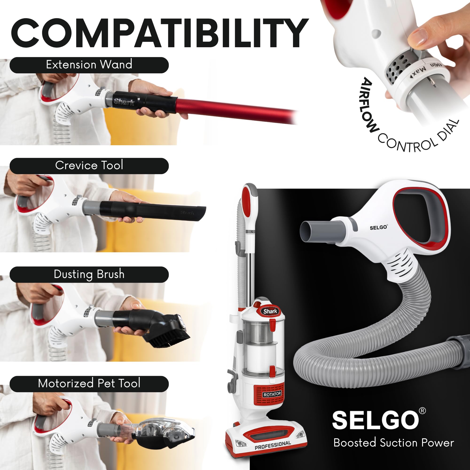 Selgo hose handle upgrade for NV504, reduces tangling during cleaning.