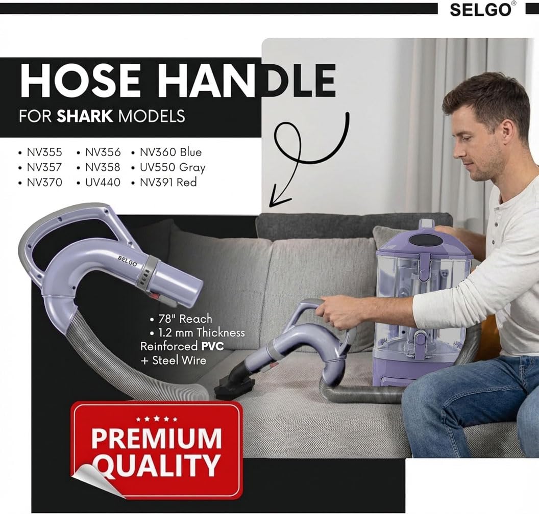 Selgo upgraded hose for Shark Navigator Rotator enables fast, tool-free installation.