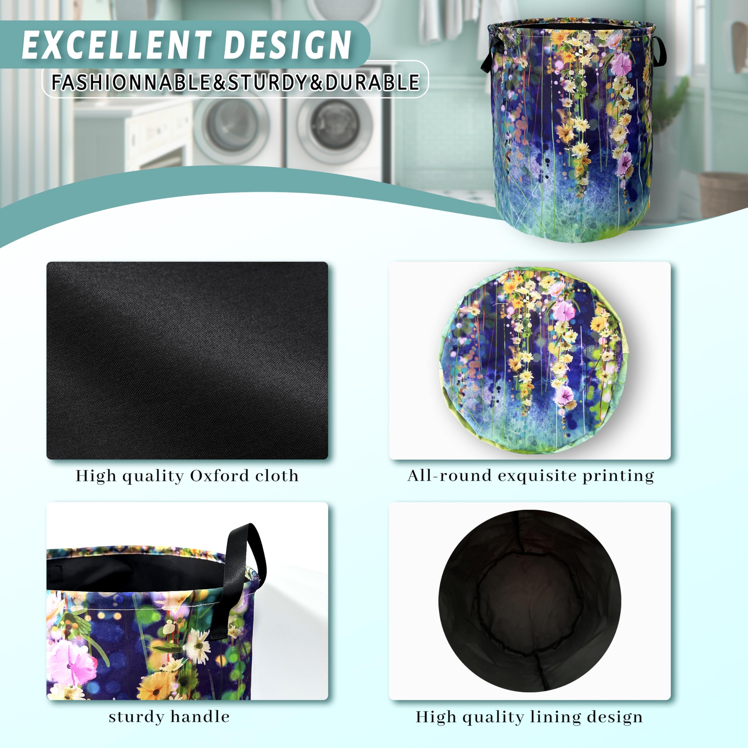 SELIONLIKN collapsible laundry basket folds flat for compact storage when not in use.