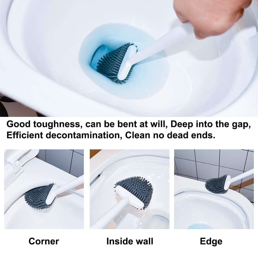 Flexible silicone bristles bend to clean edge and corners.