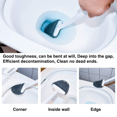 Flexible silicone bristles bend to clean edge and corners.