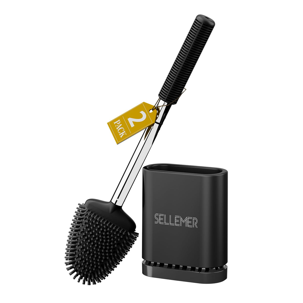 Sellemer toilet brush with silicone bristles gently cleans under the rim for a fresher bowl.