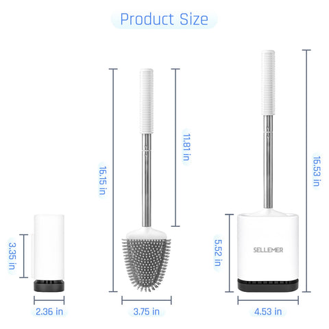 Sellemer white toilet brush holder set for a clean look