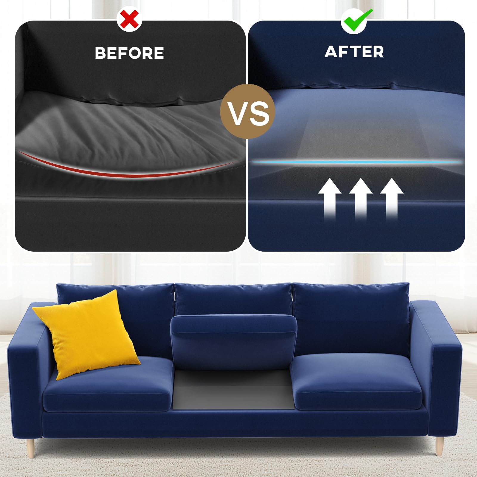 Sellmazon 35D high-density foam provides durable cushion lift.