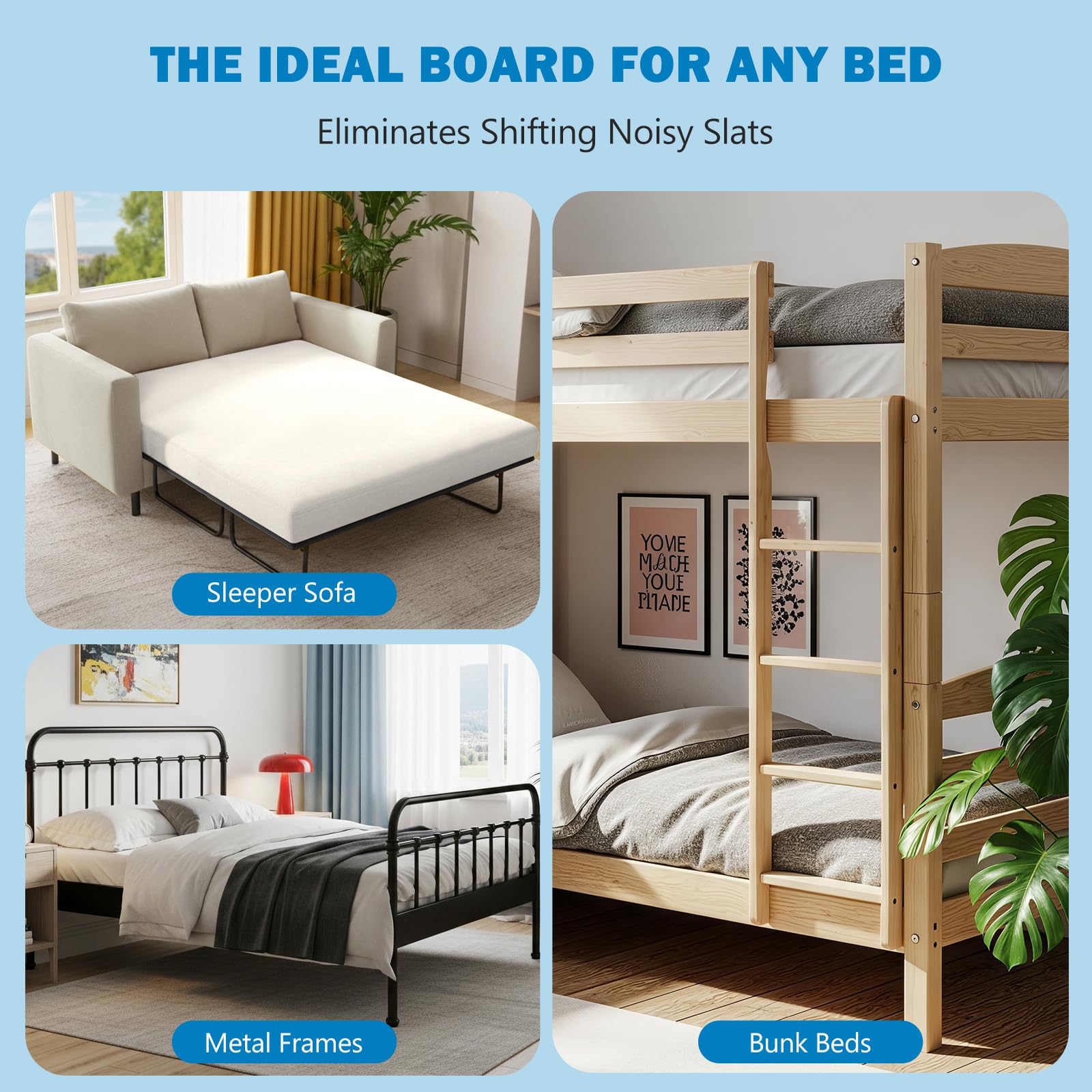 Sellmazon bunkie board breathable material reduces noise and enhances comfort.