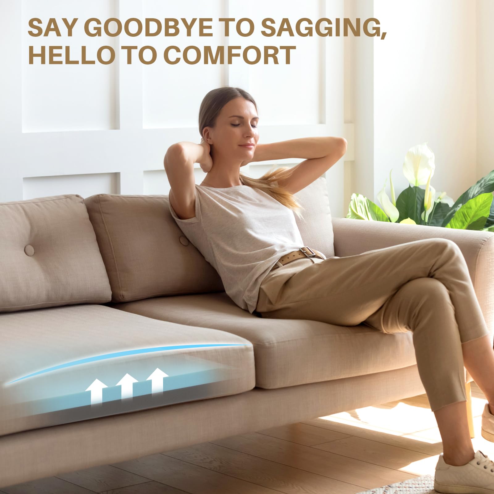 Sellmazon firm 40D side provides lasting support for busy living rooms.