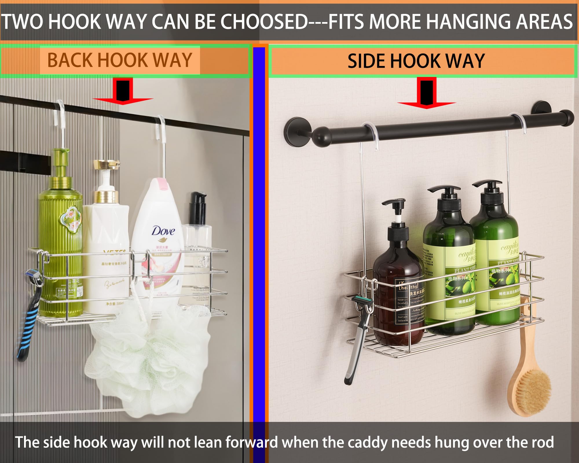 Seltomer shower caddy made of 304 stainless steel ensures durability.
