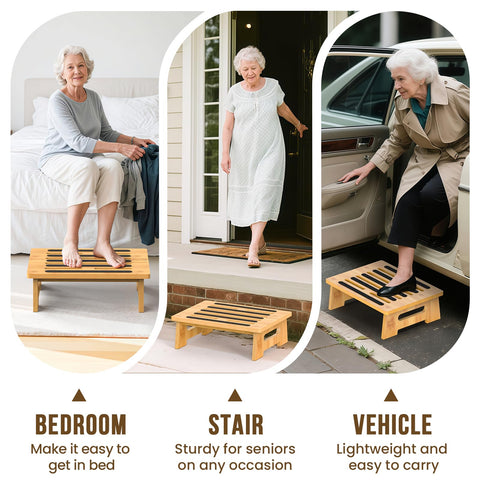 SeLucky portable stool with top handle for easy room-to-room transport.