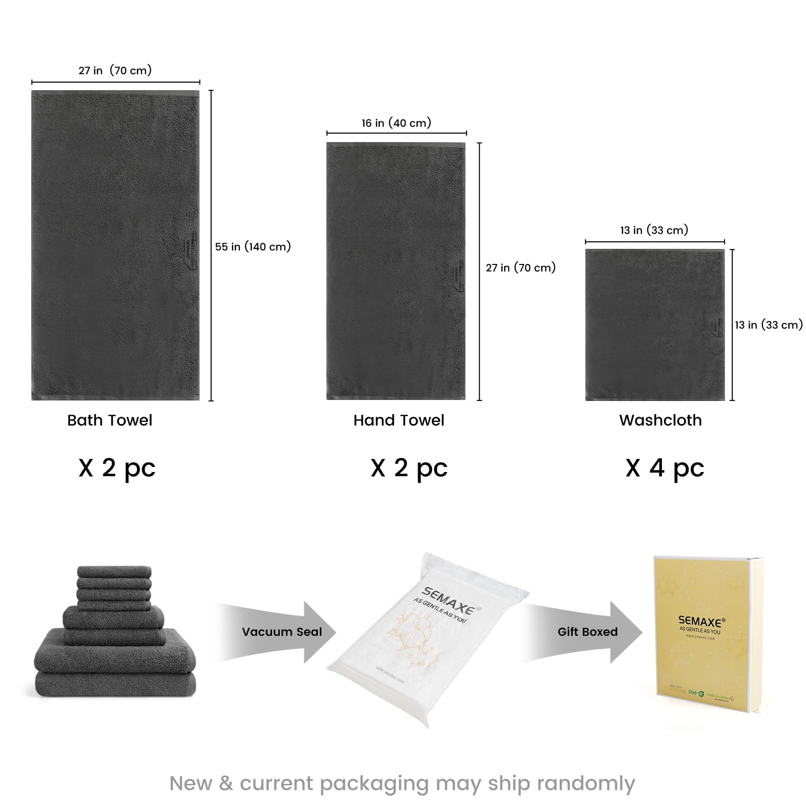 SEMAXE quick-dry towels with hanging loop for easy storage.