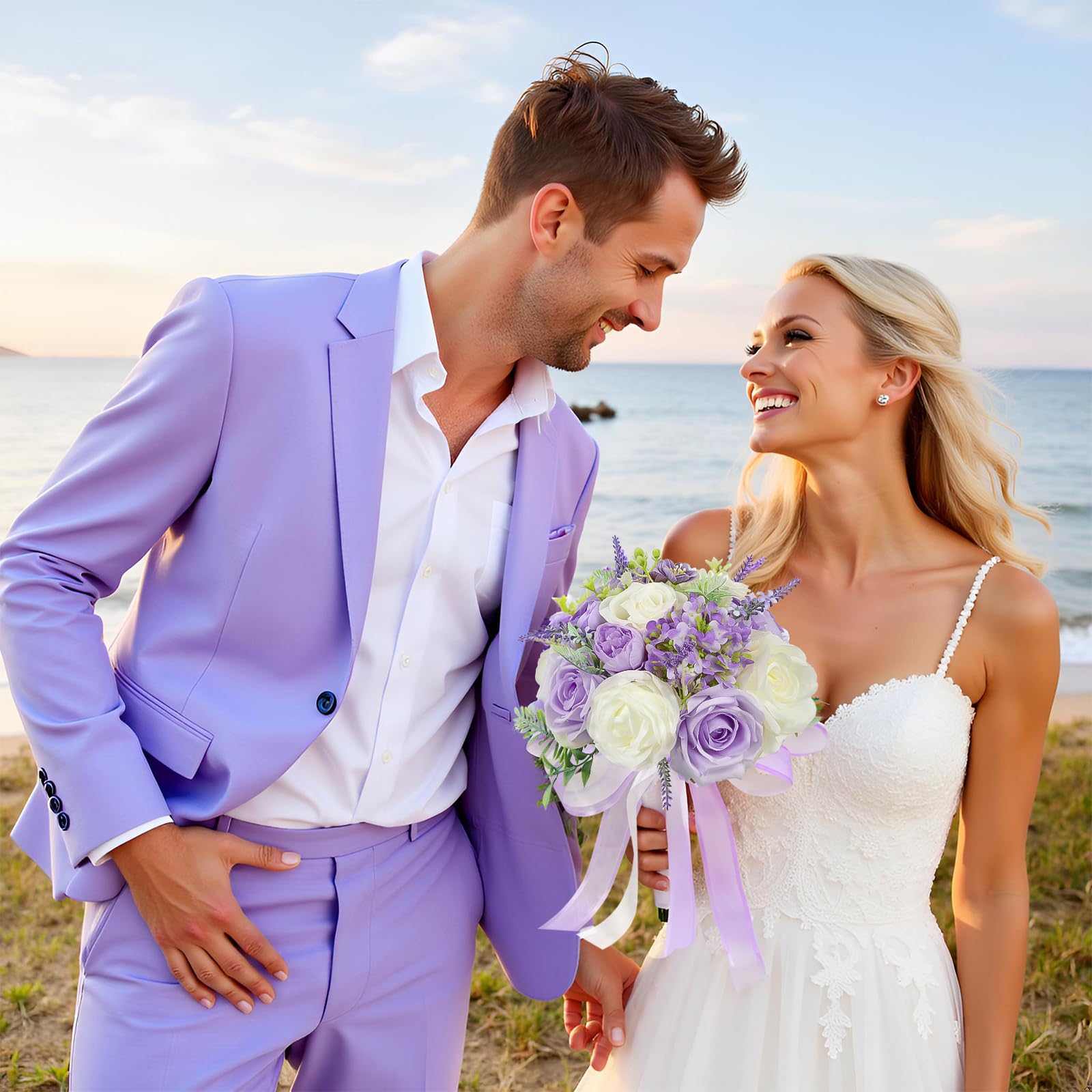 SEMONONIA lavender bud bouquet offers calm tones for reception decor.