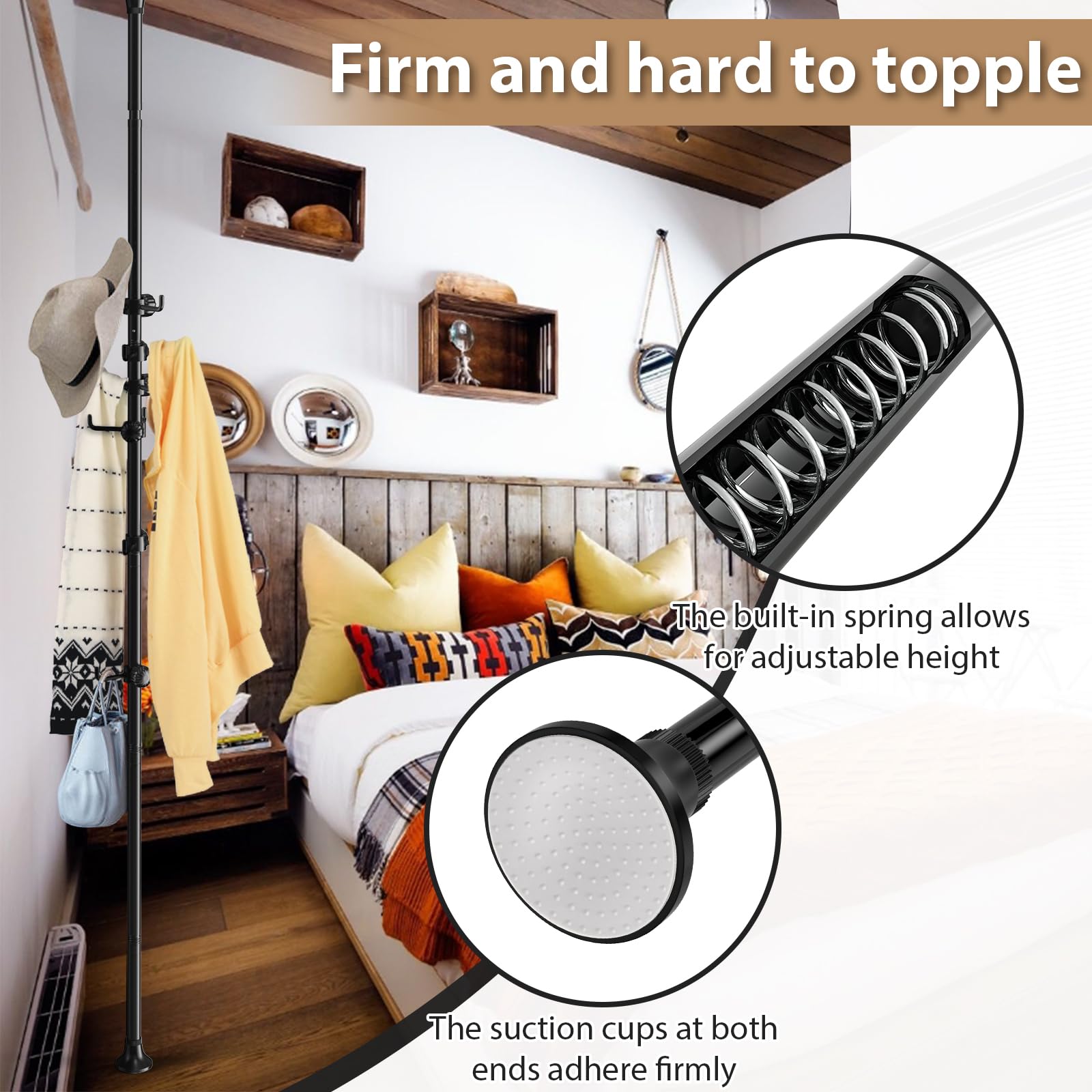 Sempicad Coat Rack non-slip base and top ensure stable upright placement on any floor.