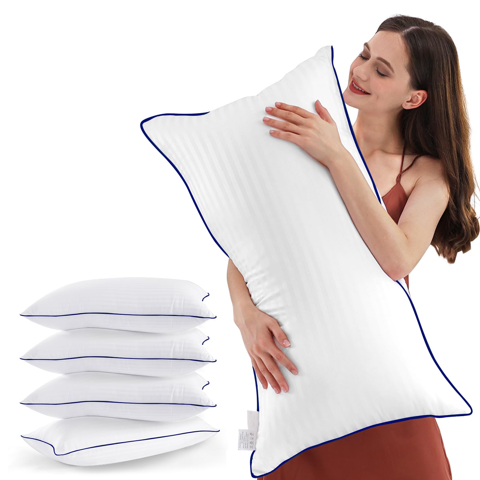 SEMZSOM king-size bed pillows in a 4-pack offer cloud-like comfort for all sleep positions.