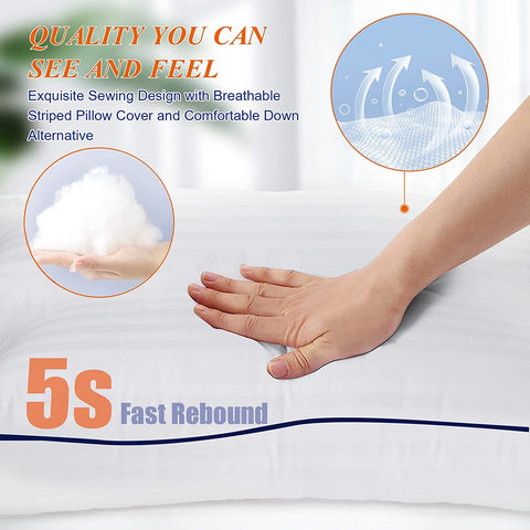 Front view of SEMZSOM pillows shows a soft surface with reinforced piping for durability.