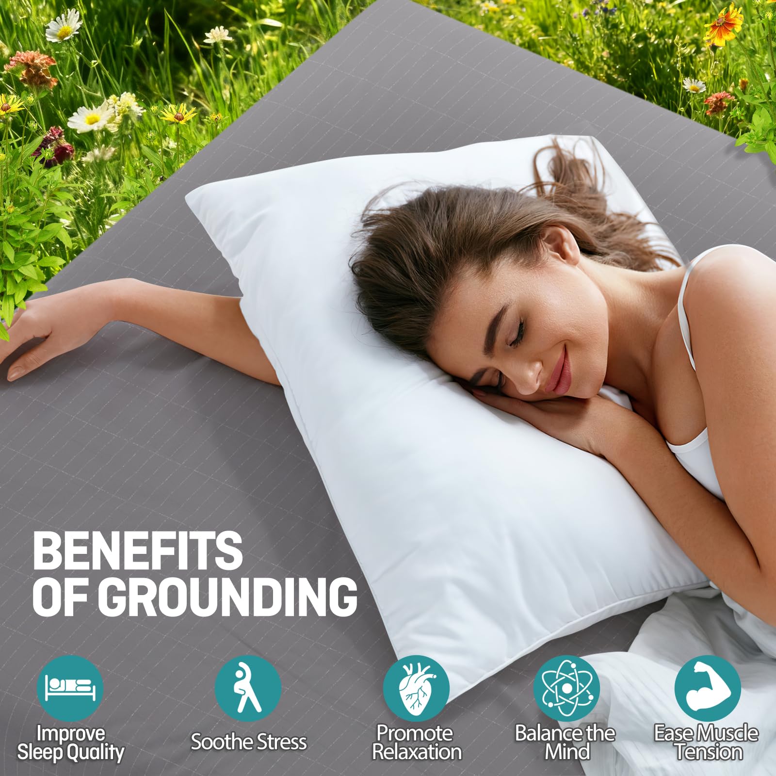 Senedy Health grounding fitted sheet on bed demonstrates snug fit and smooth surface