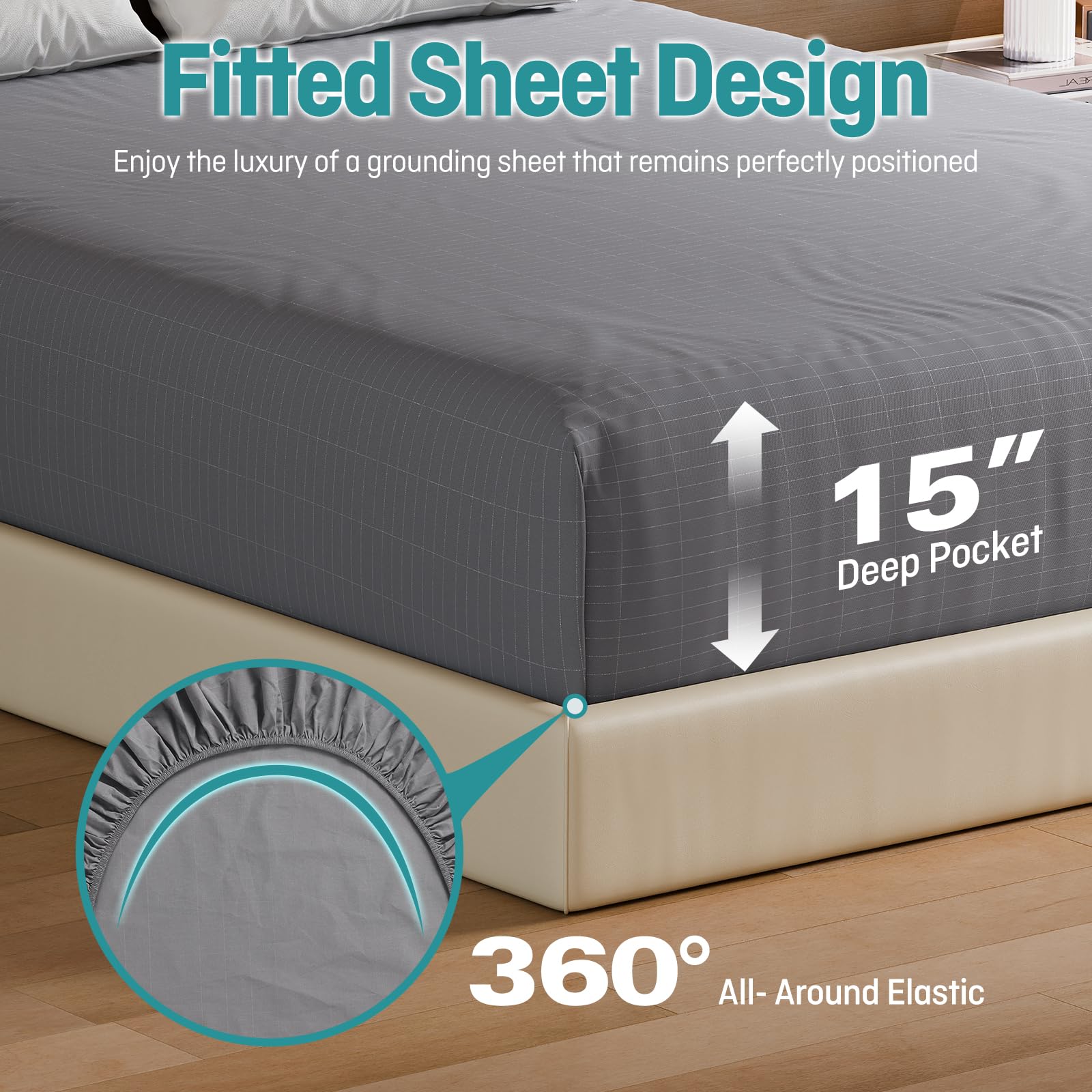 Senedy Health grounding fitted sheet silver fiber weave highlights durable conductivity