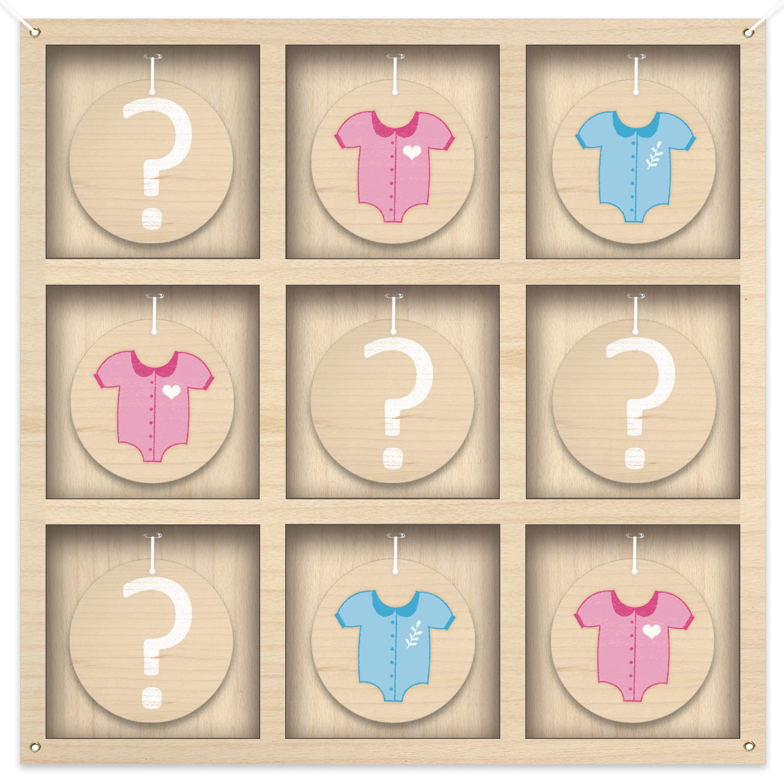 Senfaro gender reveal tic tac toe board backdrop with wood grain design for elegant decor
