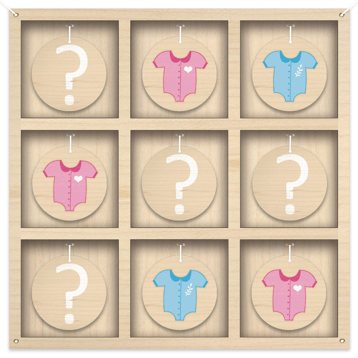Senfaro gender reveal tic tac toe board backdrop with wood grain design for elegant decor