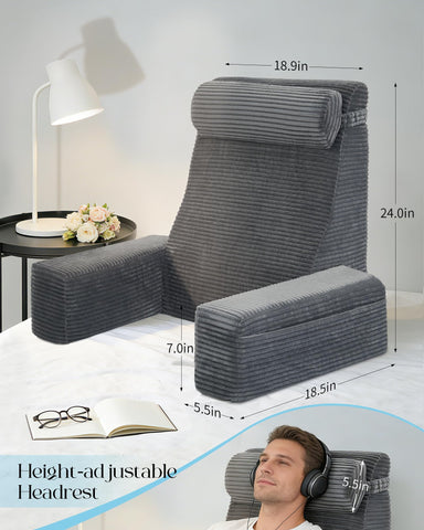 Seniny bedrest pillow armrest detail shows sturdy support for the arms.