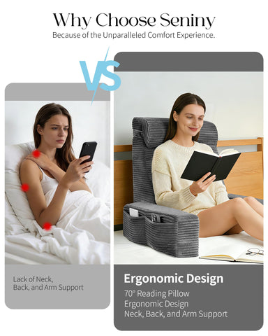 Seniny Reading Pillow corduroy cover feels soft and durable