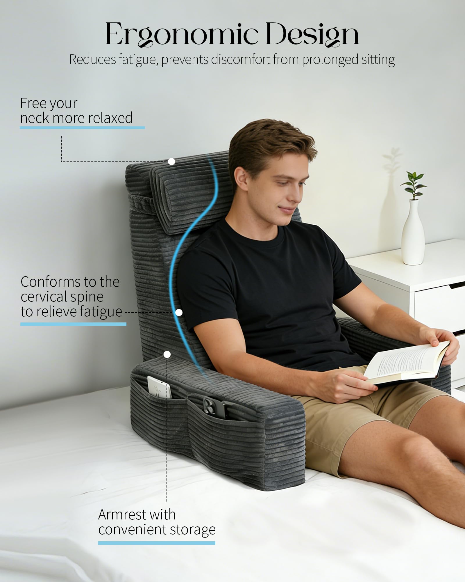 Seniny reading pillow suits dorm couches for study and leisure.